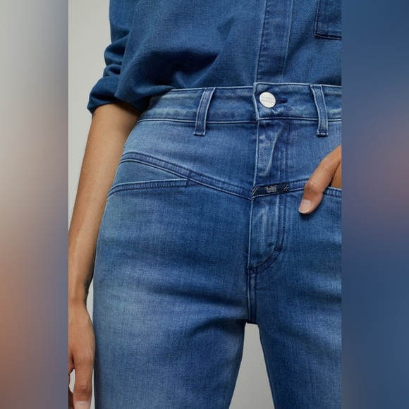 Closed Heritage Pedal Pusher Tapered Cropped Jeans Mid-Blue Size 44 High-Waist - Picture 4 of 16